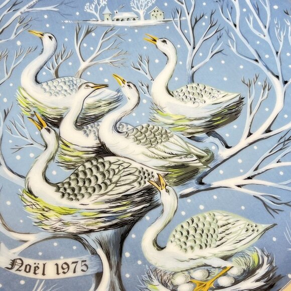 1975 Haviland Limoges 12 Day Of Christmas Plate Six Geese A Laying 6th In Series - Picture 3 of 6